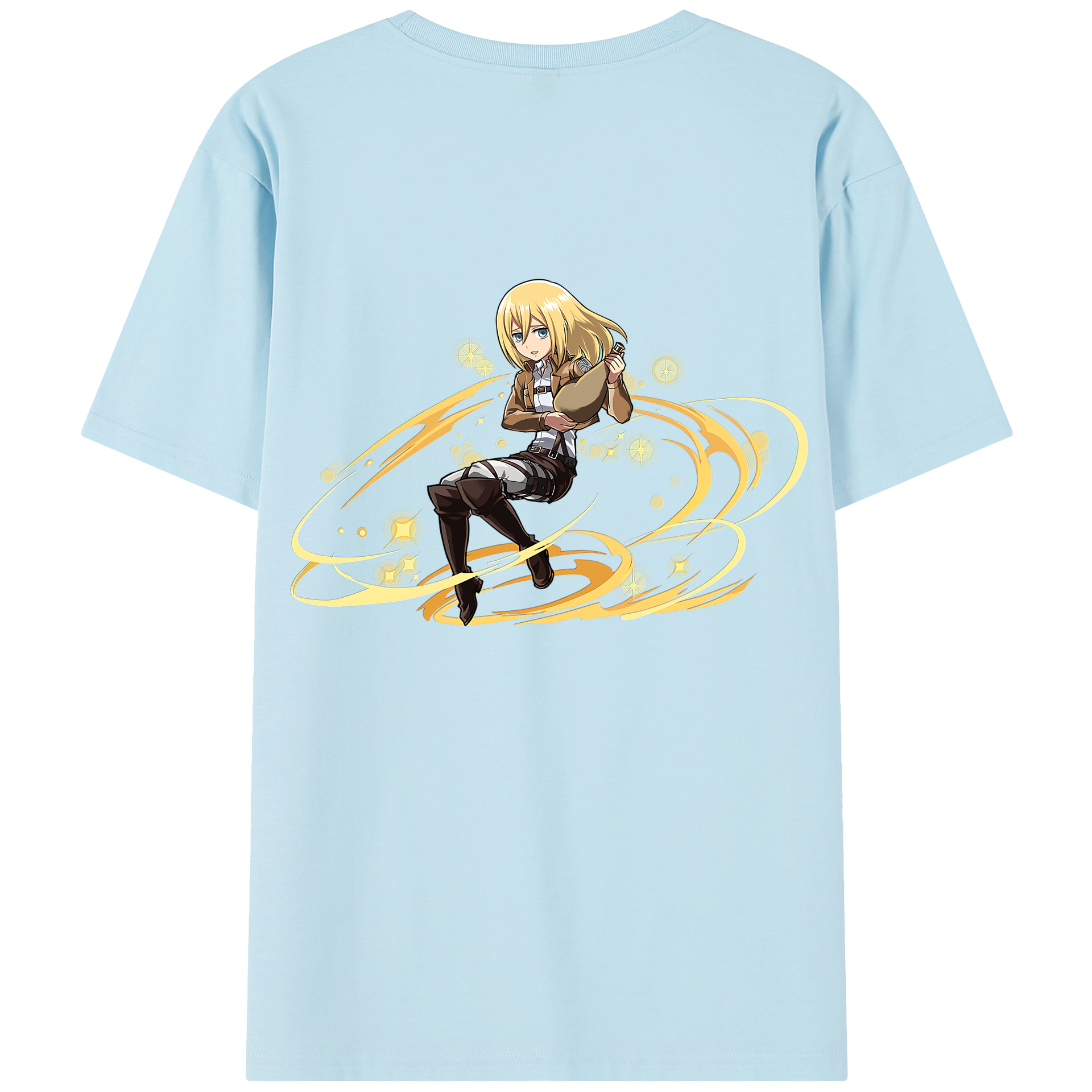 （画像用） 進撃の巨人 クリスタ·レンズ Attack on Titan Christa Lenz 綿100％半袖Tシャツ（背面プリント）